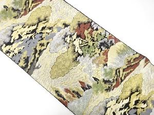 アンティーク　流水に松・雲模様織り出し袋帯（着用可）